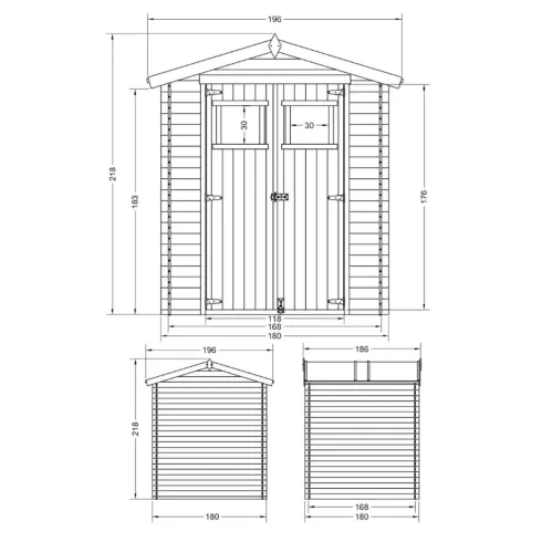 Casetta da Giardino 180x180 in Legno 19mm Porta con Finestra