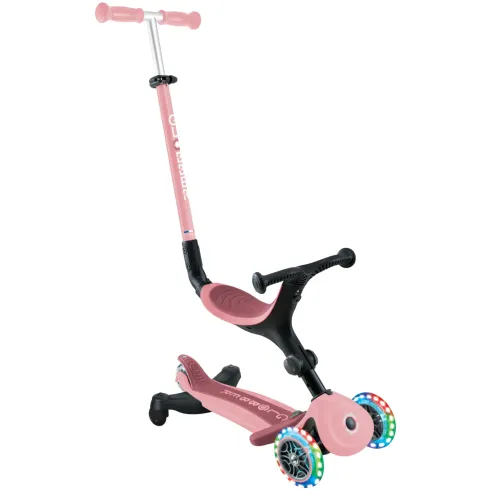 Monopattino Evolutivo 3 in 1 Rosa Pastello con Luci LED Sterzo 360