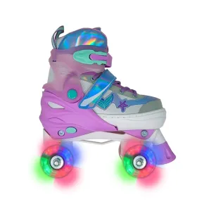Pattini per Bambini Quad Mermaid Regolabili 30-33 4 Ruote LED Luminose 2