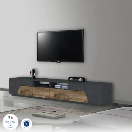 Mobile Porta TV 260 cm Report Acero Pereira 4 Ante 2 Cassetti Legno
