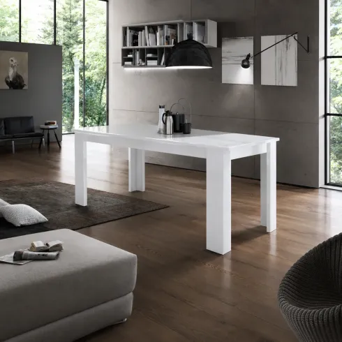 Tavolo Allungabile 140-190 cm Legno Bianco Lucido Moderno da Salotto