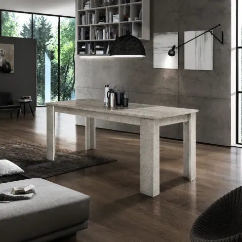 Tavolo Allungabile in Legno 140-190 cm da Salotto Grigio Cemento