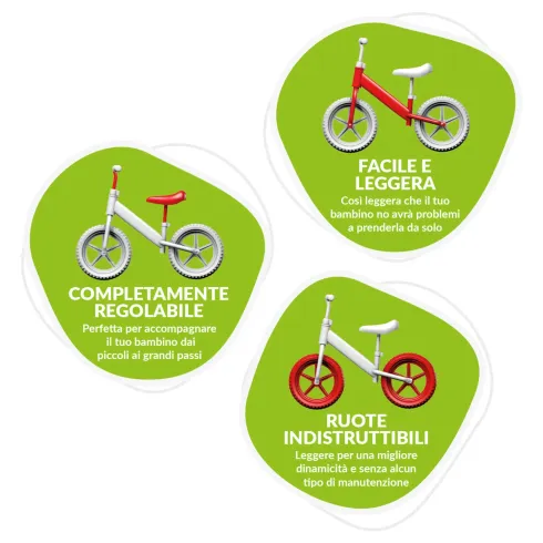 Balance Bike Bicicletta Bambini Azzurra Rocket Senza Pedali 2-3 Anni