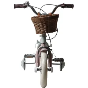 Bicicletta 12" Bambini Verde Sella Manubrio Regolabile Rotelle Cestino 2