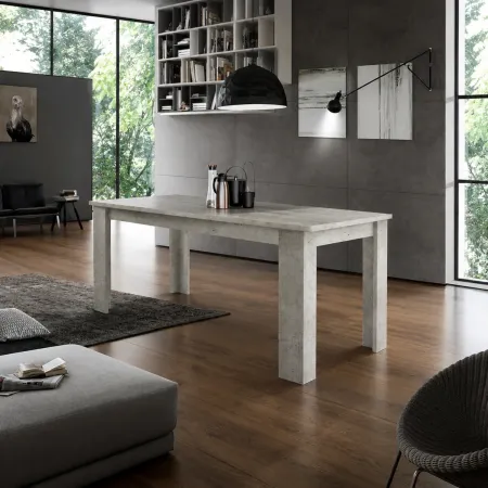 Tavolo Allungabile 160-210 da Pranzo in Melaminico Bianco Cemento