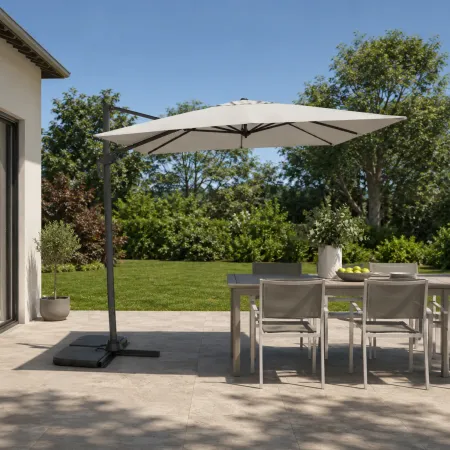 Ombrellone Decentrato da Giardino Grigio 270x270 cm Base Girevole