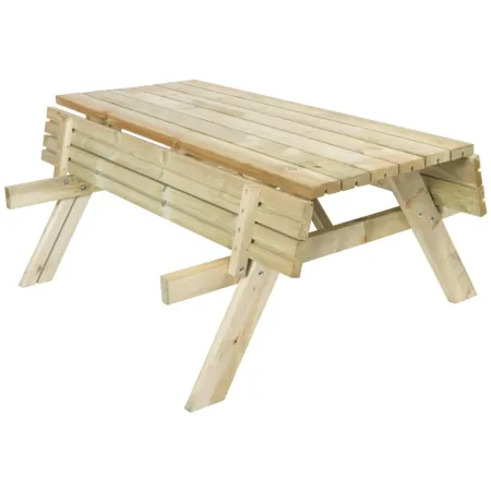 Tavolo Picnic in Legno da Esterno con Panche Richiudibili 177x153x76cm