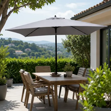 Ombrellone Rettangolare 2x3 mt Grigio Antivento da Tavolo Giardino Palo Centrale