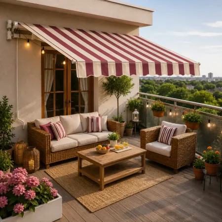 Tenda da Sole Avvolgibile Barra Quadra 250x200 cm Bordeaux Crema