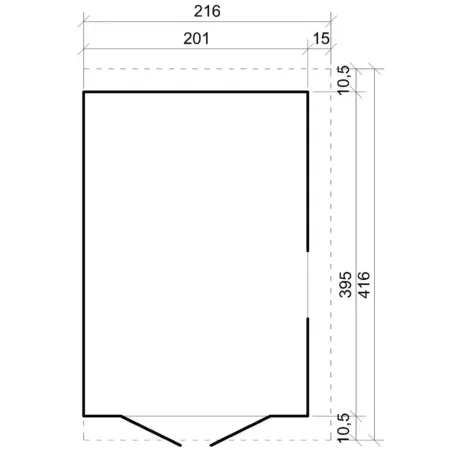 Casetta da Giardino 2x4 m in Legno 17 mm Addossata Aperta Doppia Porta