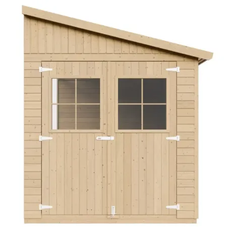 Casetta da Giardino 2x4 m in Legno 17 mm Addossata Aperta con Pavimento