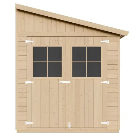 Casetta da Giardino Addossata 2x4 m in Legno 17 mm Porte con Finestre