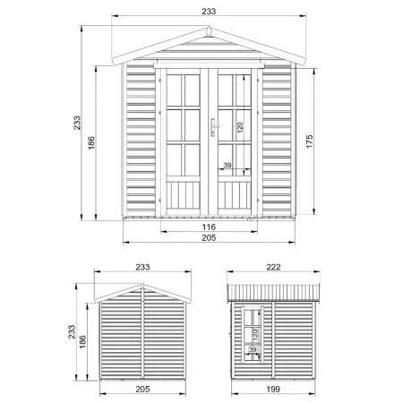 Casetta da Giardino in Legno 2x2 m 4 m2 con Pavimento e Tegole Nero