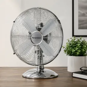 Ventilatore da Tavolo Cromato 60W 3 Velocità Inclinazione Regolabile 2