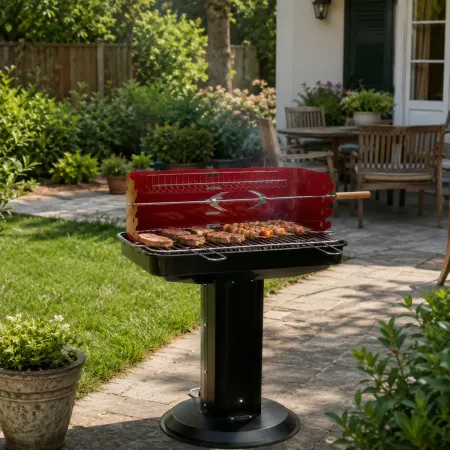 Barbecue a Carbonella con Piantana e Griglia Regolabile da Esterno