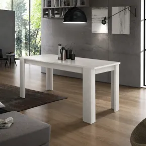 Tavolo da Pranzo Bianco Larice Allungabile 160-210 in Melaminico 2