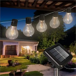Filo Luci per Gazebo Pergole Energia Solare 40 LED 12W Luce Calda 10m 2