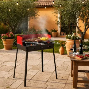 Barbecue Portatile da Esterno a Carbonella con Griglia Regolabile 2