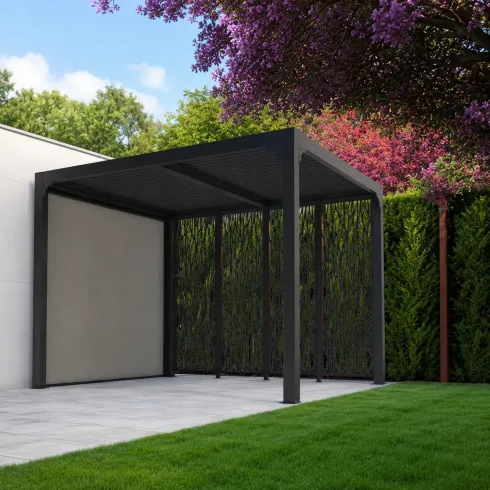 Pergola Bioclimatica in Alluminio 240x300 cm con Telo Laterale Manuale