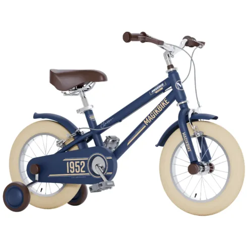 Bicicletta per Bambini 12" Blu Vintage Regolabile con Stabilizzatori