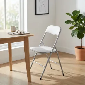 Sedia Pieghevole da Cucina Salvaspazio Bianco Opaco 44x45x78 cm 2