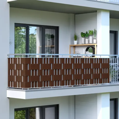 Frangivista in PVC Marrone con Clip 19x3500 cm per Recinzione Balcone
