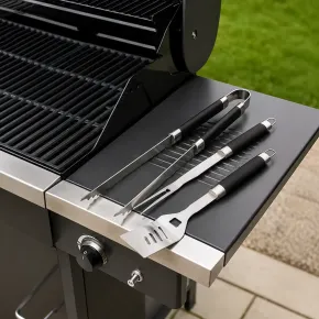 Set Utensili Barbecue 3 Pezzi in Acciaio Inox Manici in Polipropilene 2