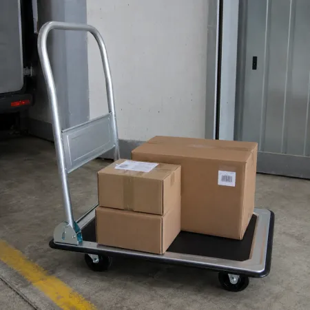 Carrello Portatutto Pieghevole in Acciaio con Pedana Portata 150kg