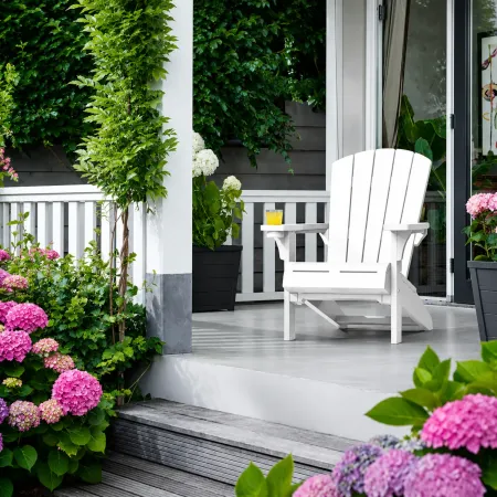 Sedia da Giardino Poltrona Keter Bianco Effetto Legno Porta Bicchiere