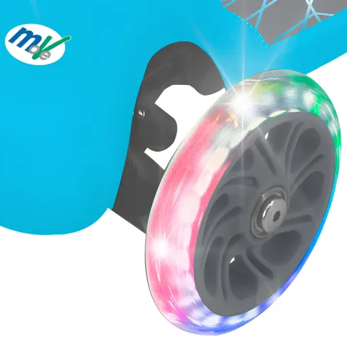 Monopattino 3 Ruote LED Bambini Pieghevole Azzurro Cuscinetti ABEC-5