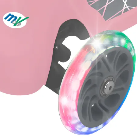 Monopattino 3 Ruote LED Bambini Pieghevole Rosa Cuscinetti ABEC-5
