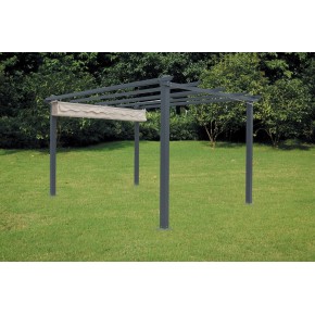Pergola Gazebo 3x4 Bianco Alluminio Telo Tenda Retrattile Carport Auto Giardino 2