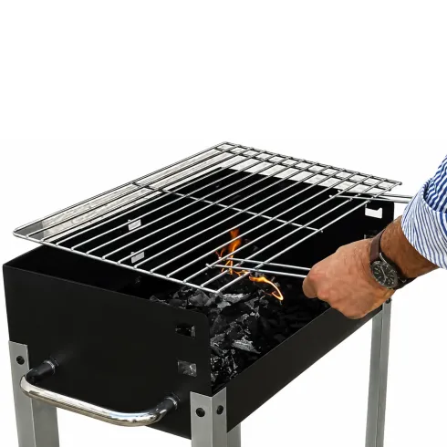 Barbecue a Carbone da Giardino Mattone Refrattario Griglia Regolabile