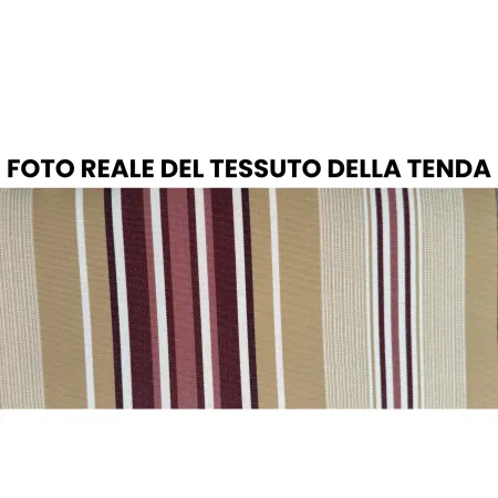 Tenda da Sole 4x3 m Rigata Bordeaux a Barra Quadra con Bracci a Catena