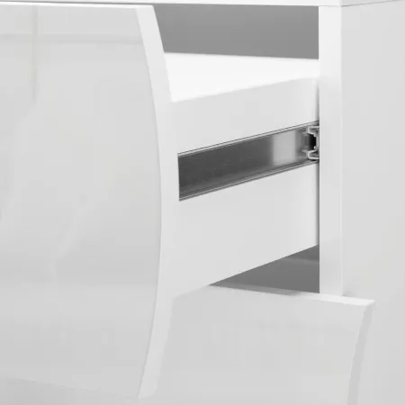Comodino con 2 Cassetti in Legno Bianco Lucido Camera da Letto