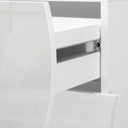 Madia Bianco Lucido con 1 Ante e 4 Cassetti Credenza in Legno da Ingresso