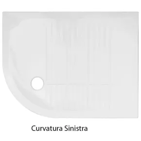 Piatto Doccia 70x90 6.5 cm Bianco Angolare Ceramica Semicircolare con Piletta | BricoShop24 2
