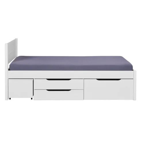 Letto alla Francese 140x200 cm in Legno Bianco con Cassetti Comodino
