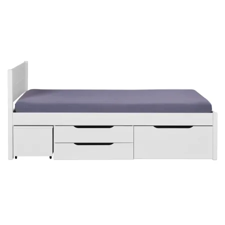 Letto Matrimoniale 180x200 cm in Pino Bianco con Cassetti Comodini