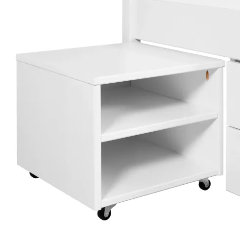 Letto Singolo 90x200 cm in Legno Bianco Cassetti Comodino Estraibili