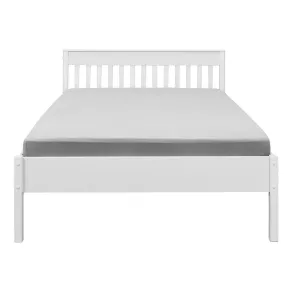 Letto alla Francese 140x200 cm in Pino Massello Bianco con Testiera 2