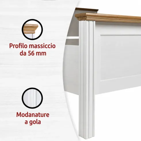 Letto Una Piazza e Mezza 120x200 cm in Pino Massello Bianco Rovere