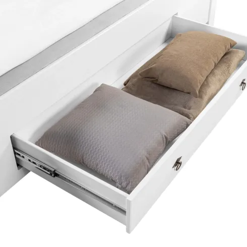 Letto Matrimoniale 180x200 cm Legno Bianco Grigio Cenere con Cassetto