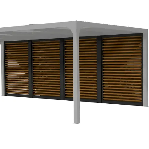 3 Veneziane in Alluminio Effetto Legno Pergola Bioclimatica Lato 3,6 m