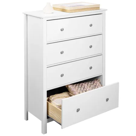 Cassettiera Credenza da Cucina 4 Cassetti in Legno Bianco Moderna