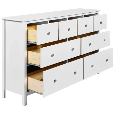 Credenza da Cucina Cassettiera 8 Cassetti in Legno Bianco Moderna