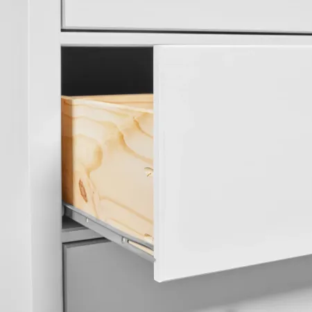 Vetrina Soggiorno Credenza Bianco 3 Cassetti 2 Ante in Legno MDF
