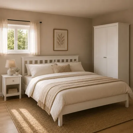 Comodino Camera da Letto con Cassetto Vano Portaoggetti Legno Bianco