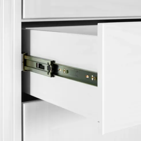 Tavolino da Caffè da Salotto in Legno Bianco Rovere 2 Cassetti Ripiano