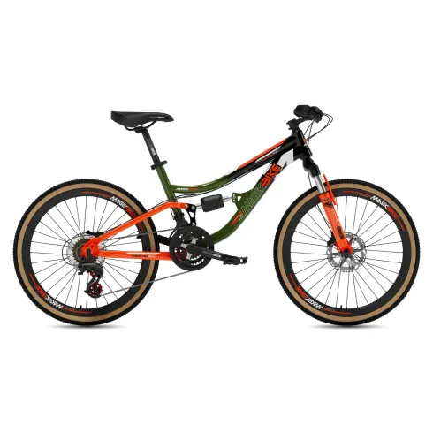 Bicicletta 26 Pollici Verde Arancione con Cambio 21 Velocità Cavalletto